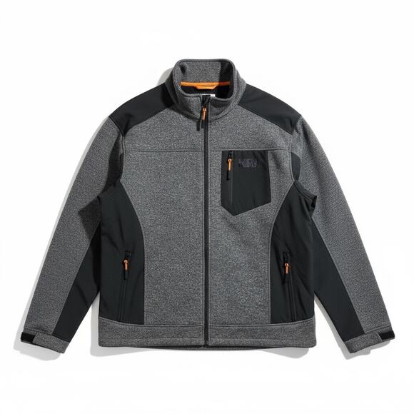 NRA Mens Soft Shell Full Zip Fleece Lined Two Tone Jacket Melange Gray Black XL - Picture 1 of 12
